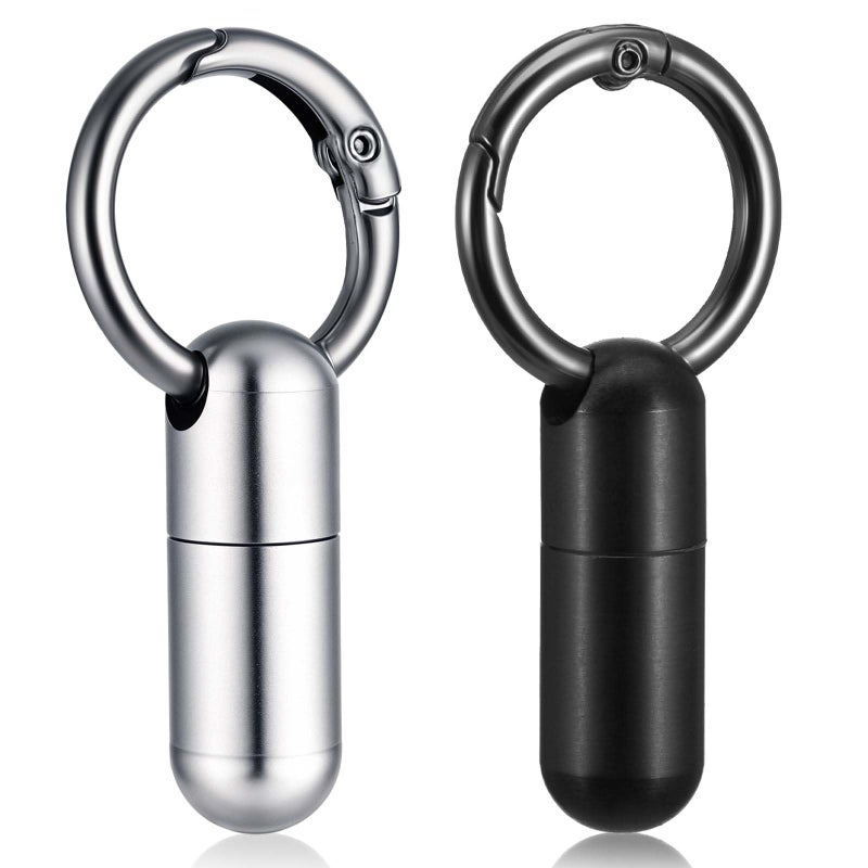 Qianyu 2 PCS Small Pill Case Micro Keychain Pill Holder Portable Waterproof Container Tiny Pocket Medicine Organizer with Keyring for Travel Purse Pocket Handbag Outdoor